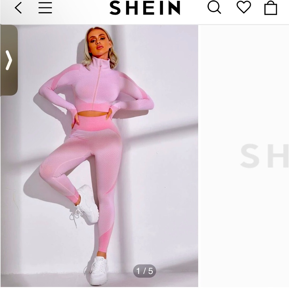 Women’s Sz Medium. Pink Sports Zipper Front Crop Jacket & Leggings